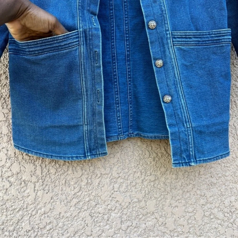 Sezane Will Denim Jacket Size 10‎ w Pockets Classic Indigo Blue
